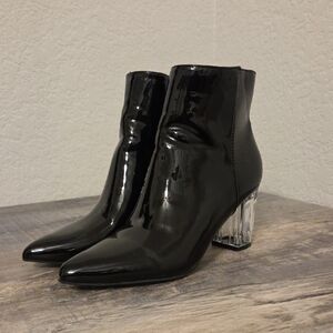 Black Patent Leather Ankle Boots